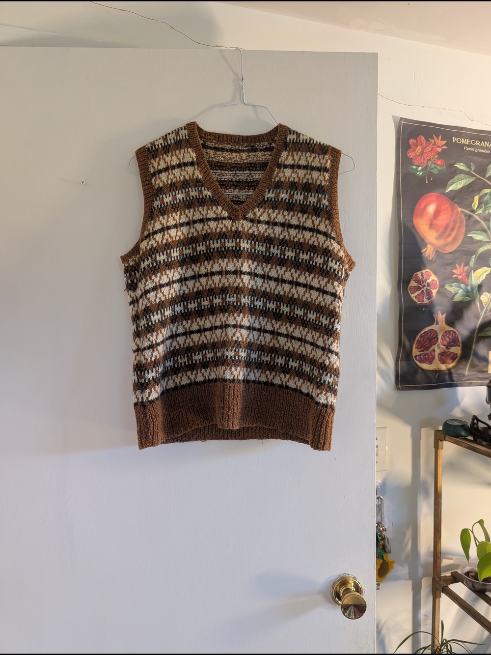 Brown Fair Isle Knit Sweater Vest